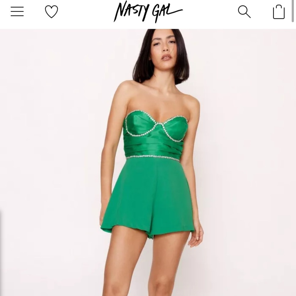 Petite Diamante Trim Tailored Romper
